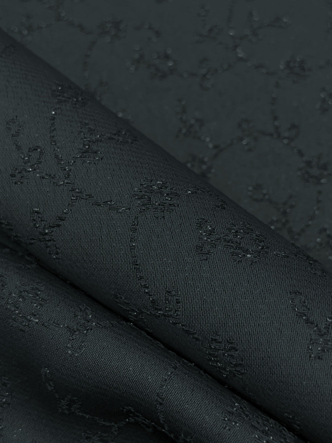 Charcoal Acetate/Metallic Floral Vine Weave Satin Jacquard 54W