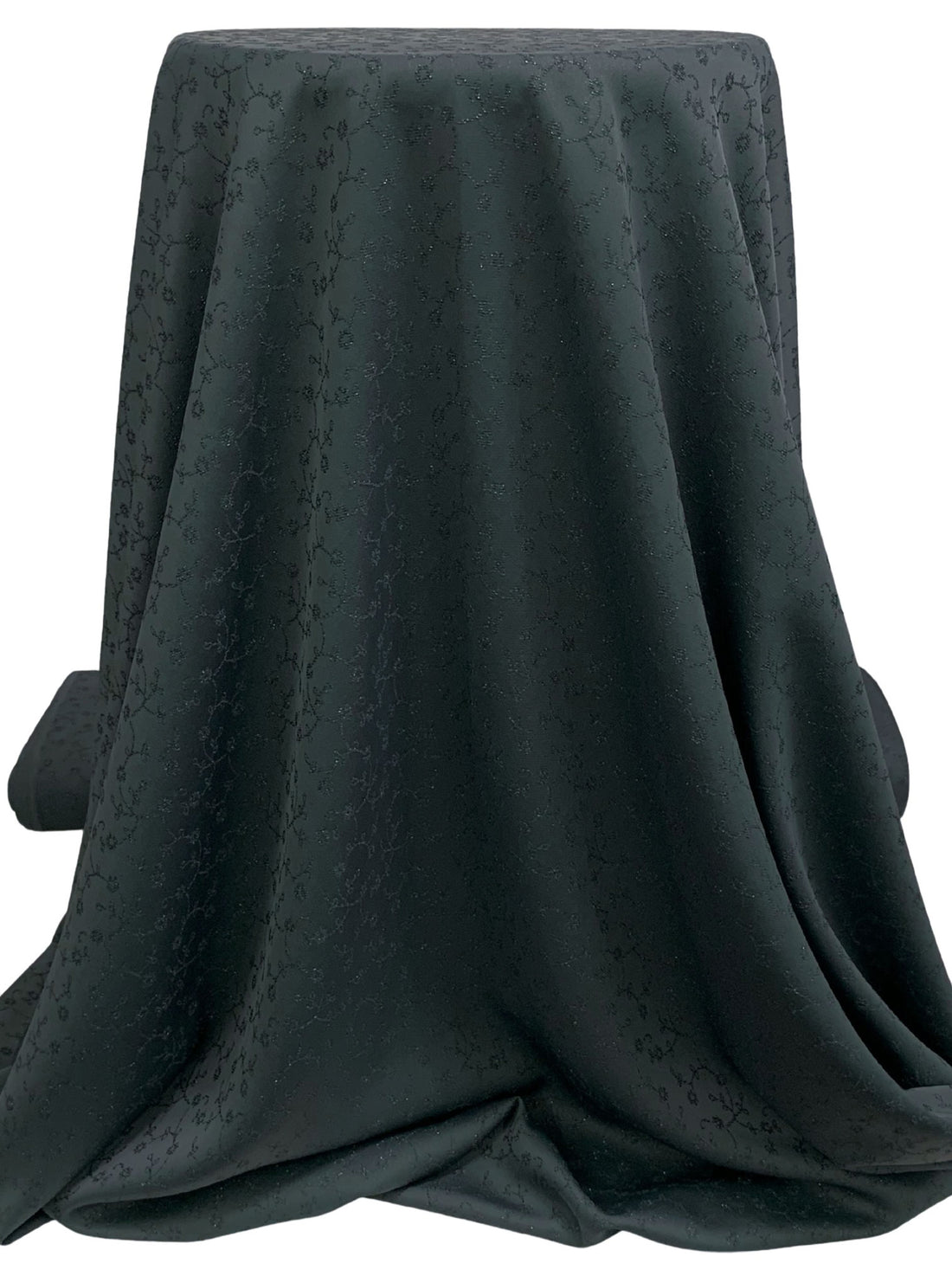 Charcoal Acetate/Metallic Floral Vine Weave Satin Jacquard 54W