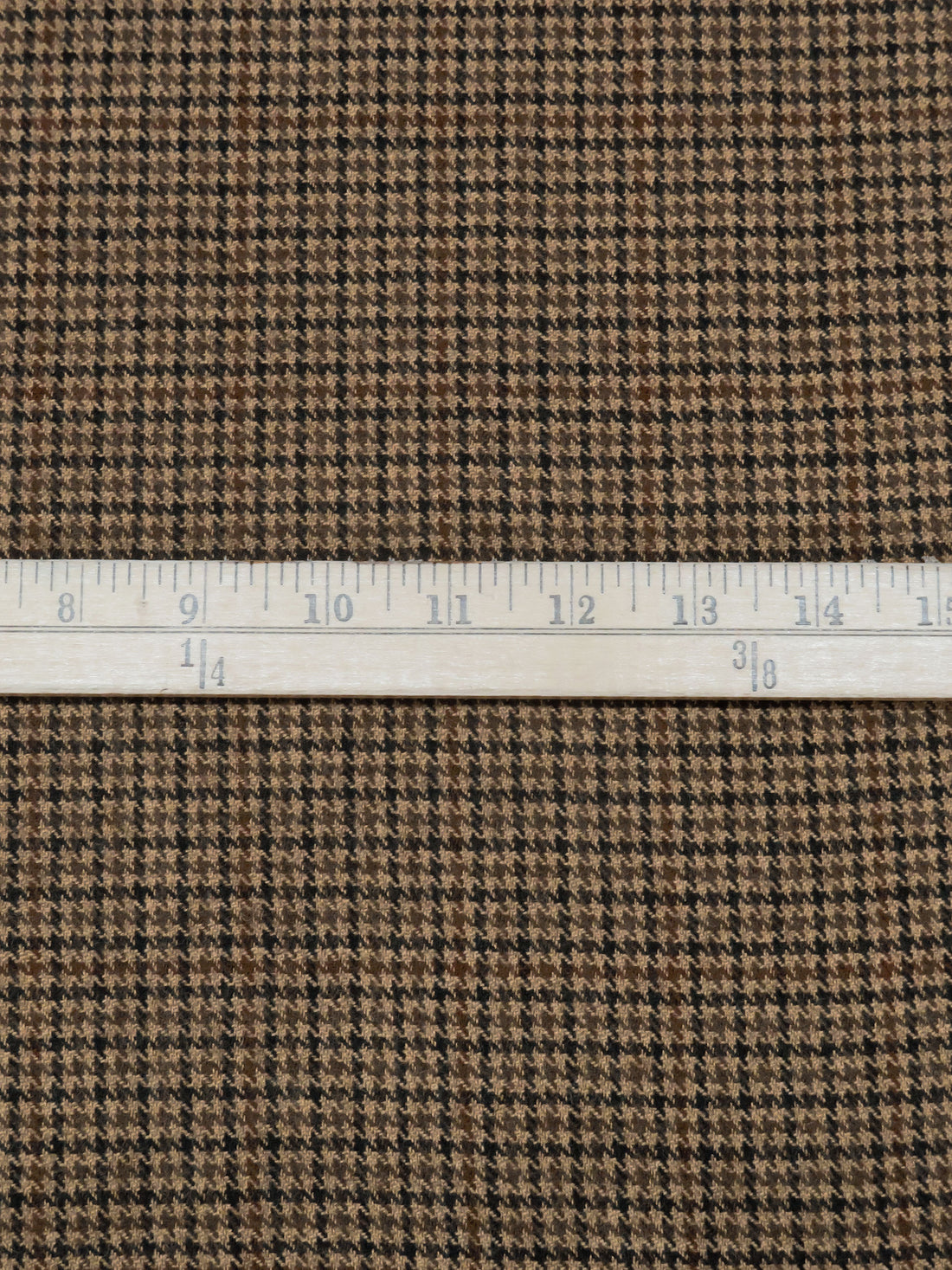 Tan/Black/Dark Chocolate/Multi Wool/Polyester Houndstooth Weave Flannel Suiting - NY Designer - 57W