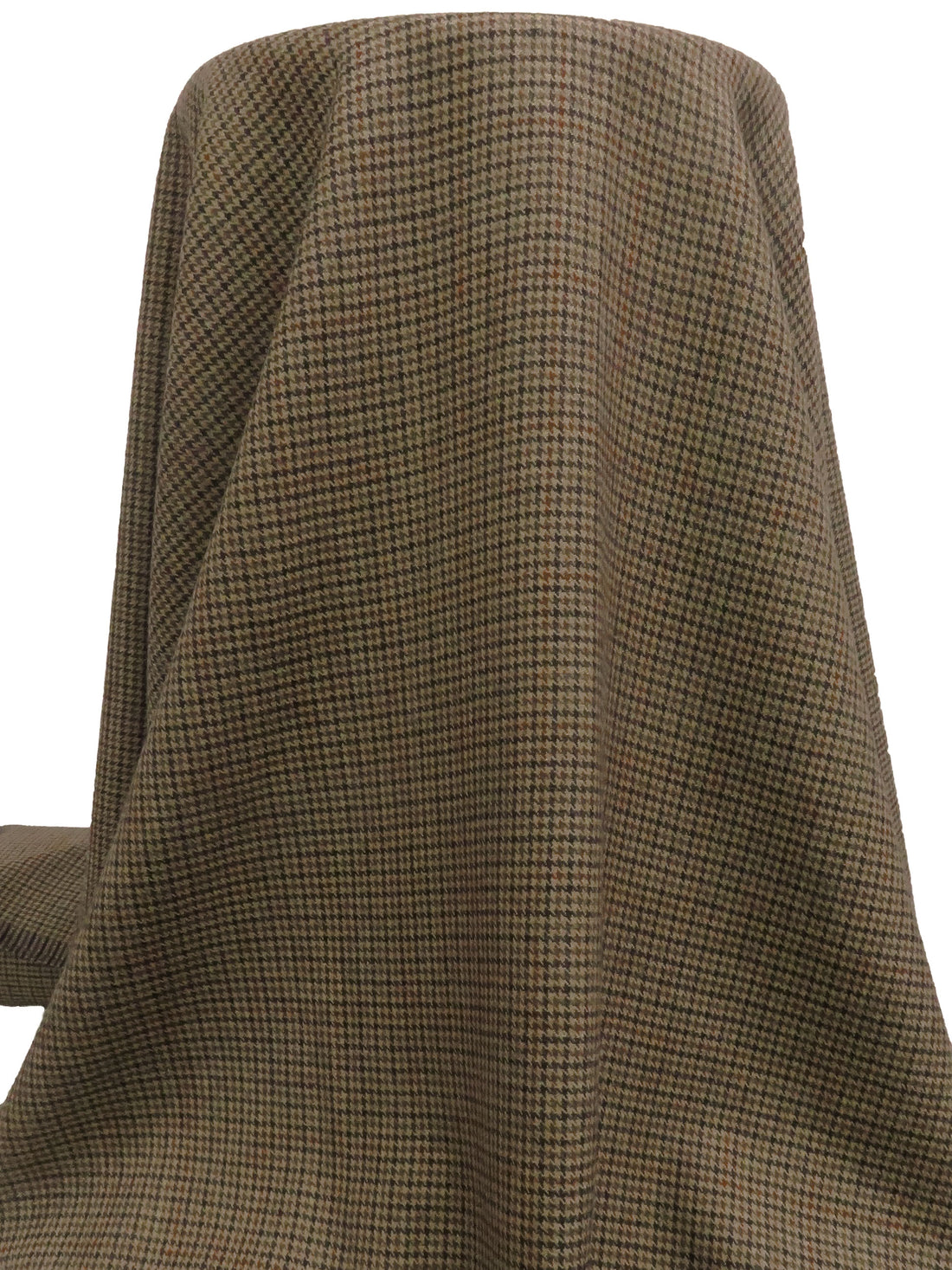Tan/Black/Dark Chocolate/Multi Wool/Polyester Houndstooth Weave Flannel Suiting - NY Designer - 57W