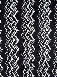 Ink Black Polyester/Lycra Geometric Vertical Stripe Design Stretch Lace Knit 52W