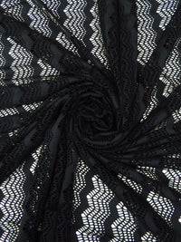 Ink Black Polyester/Lycra Geometric Vertical Stripe Design Stretch Lace Knit 52W