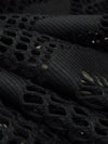 Ink Black Polyester/Lycra Geometric Vertical Stripe Design Stretch Lace Knit 52W