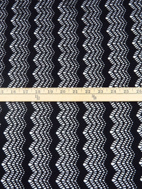 Ink Black Polyester/Lycra Geometric Vertical Stripe Design Stretch Lace Knit 52W