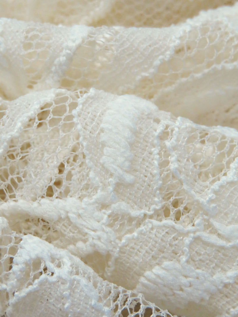 Antique White Polyester/Lycra Floral Stretch Lace 50W