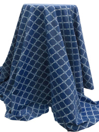 Dusty Blue/White Nylon/Lycra Geometric Print Jersey Knit 59W