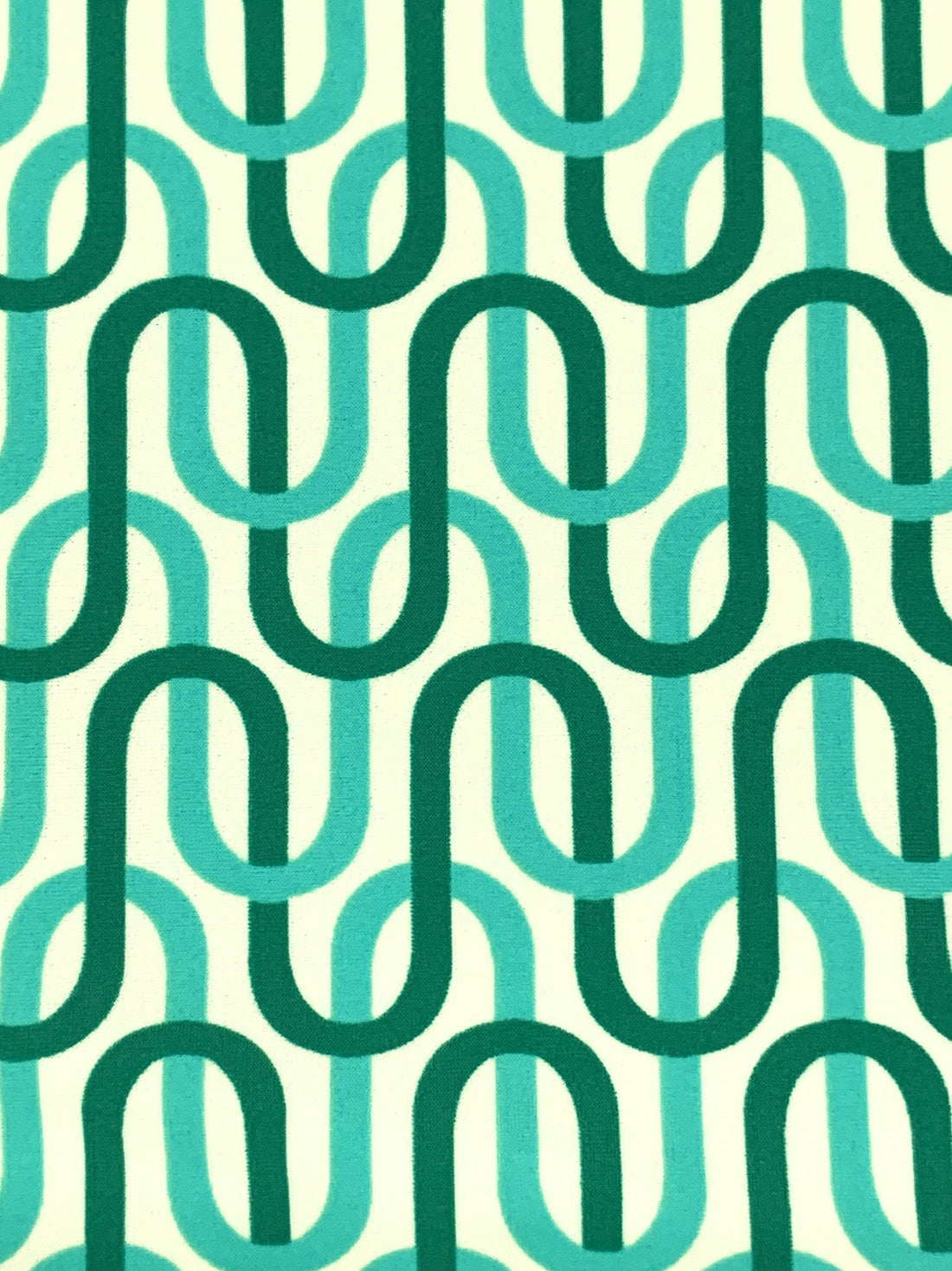 Medium Turquoise/Dark Sea Green/Off-White Nylon/Lycra Interlocking Waves Print Swim/Activewear Knit 58W