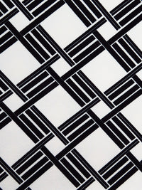 Ink Black/Eggshell White Polyester/Lycra Geometric Print Liverpool Double Knit 64W