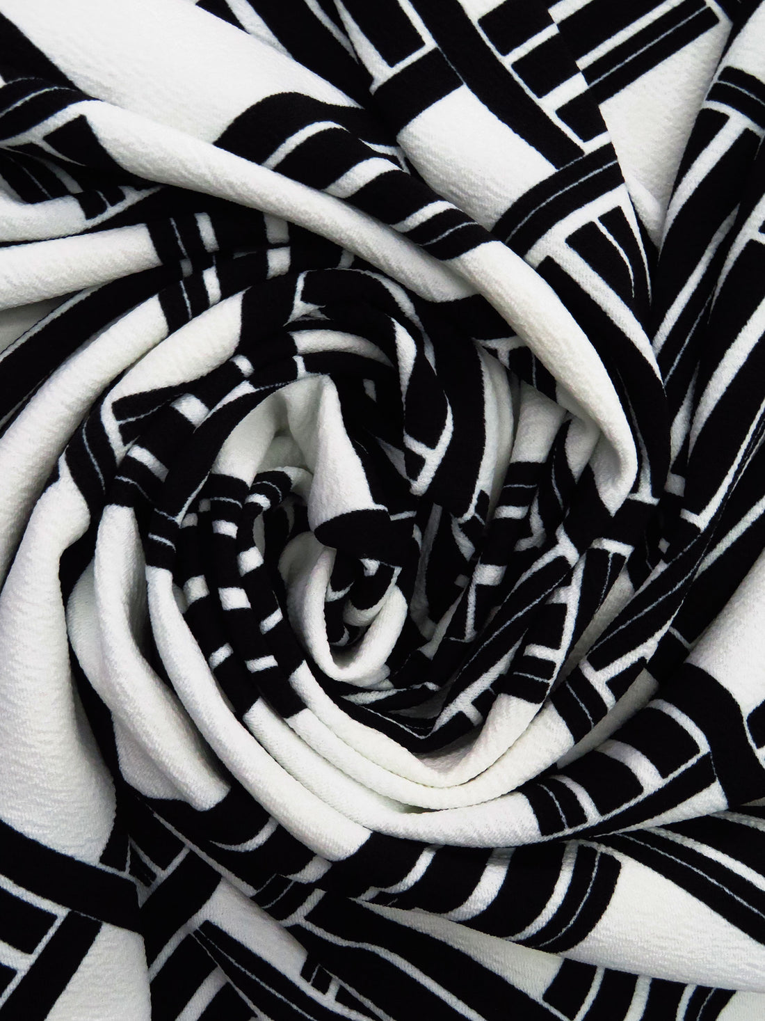 Ink Black/Eggshell White Polyester/Lycra Geometric Print Liverpool Double Knit 64W