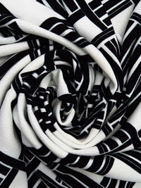 Ink Black/Eggshell White Polyester/Lycra Geometric Print Liverpool Double Knit 64W