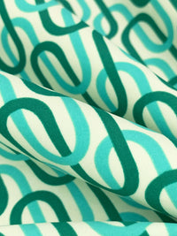 Medium Turquoise/Dark Sea Green/Off-White Nylon/Lycra Interlocking Waves Print Swim/Activewear Knit 58W