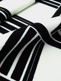 Ink Black/Eggshell White Polyester/Lycra Geometric Print Liverpool Double Knit 64W