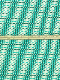Medium Turquoise/Dark Sea Green/Off-White Nylon/Lycra Interlocking Waves Print Swim/Activewear Knit 58W