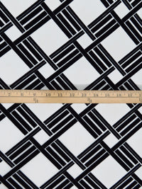 Ink Black/Eggshell White Polyester/Lycra Geometric Print Liverpool Double Knit 64W