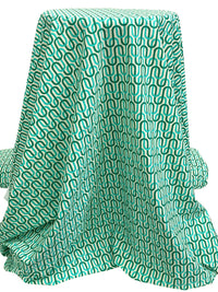 Medium Turquoise/Dark Sea Green/Off-White Nylon/Lycra Interlocking Waves Print Swim/Activewear Knit 58W