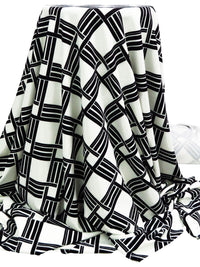 Ink Black/Eggshell White Polyester/Lycra Geometric Print Liverpool Double Knit 64W