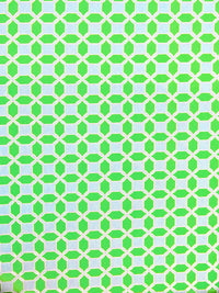 Kiwi Green/Light Blue/Pure White Polyester/Lycra Geometric Print Jersey Knit 61W