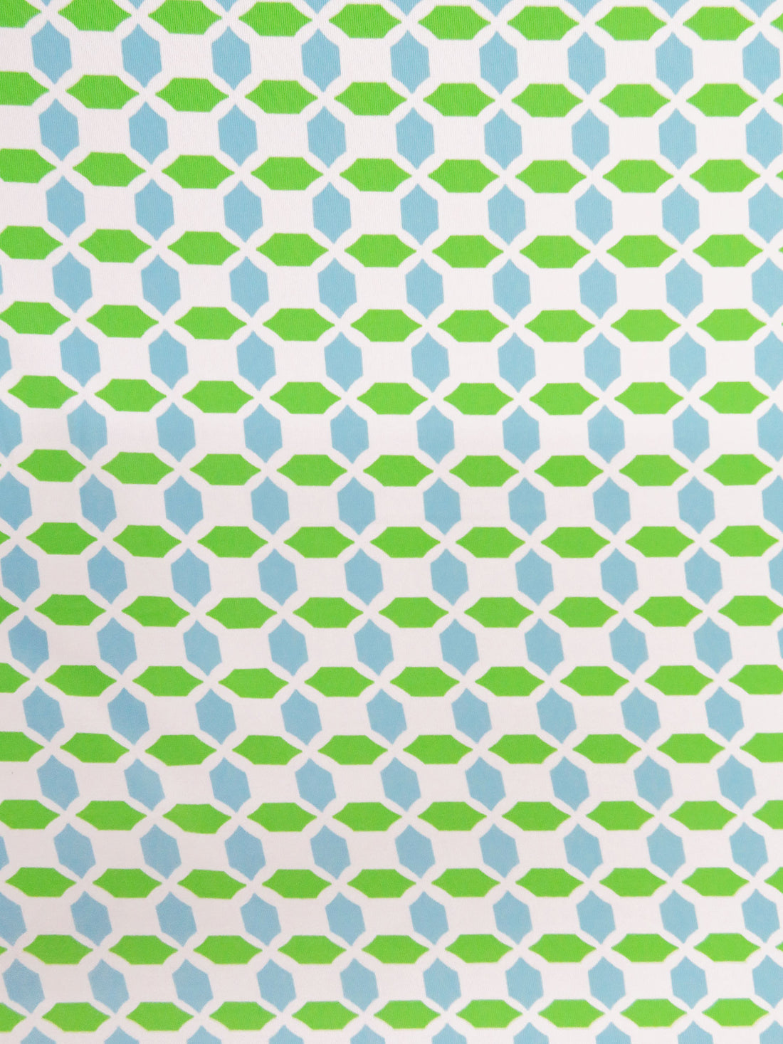 Pure White/Vivid Green/Light Blue Polyester/Lycra Geometric Print Jersey Knit 61W