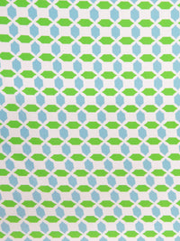Pure White/Vivid Green/Light Blue Polyester/Lycra Geometric Print Jersey Knit 61W