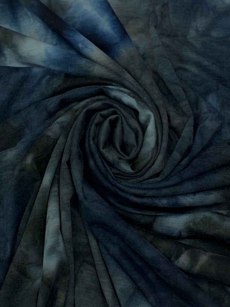 Admiral Blue/Camel/Multi 100% Polyester Tie-Dye French Terry Knit 59W