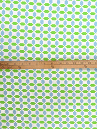 Pure White/Vivid Green/Light Blue Polyester/Lycra Geometric Print Jersey Knit 61W