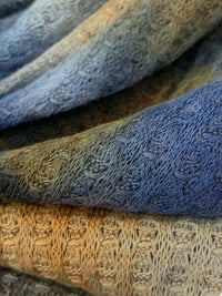 Admiral Blue/Camel/Multi 100% Polyester Tie-Dye Waffle Weave Sweater Knit 58W