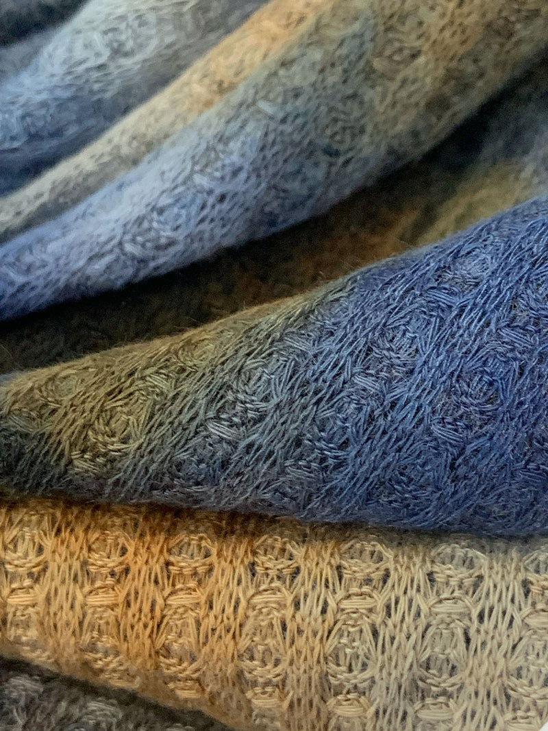 Admiral Blue/Camel/Multi 100% Polyester Tie-Dye Waffle Weave Sweater Knit 58W