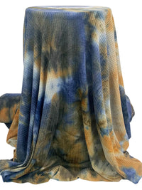 Admiral Blue/Camel/Multi 100% Polyester Tie-Dye Waffle Weave Sweater Knit 58W
