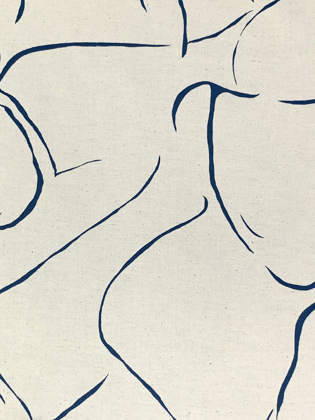 Light Greige/Dark Cerulean Cotton/Linen Abstract Print Midweight Woven - Corey Lynn Calter - 56W