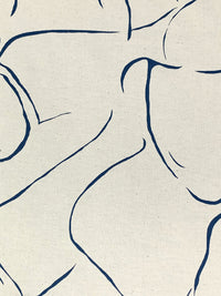 Light Greige/Dark Cerulean Cotton/Linen Abstract Print Midweight Woven - Corey Lynn Calter - 56W