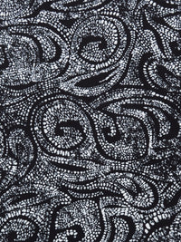 Black/Ghost White Nylon/Lycra Abstract Mosaic Print Activewear/Swimwear Knit - Spunkwear - 54W