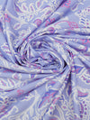 Periwinkle/White/Raspberry Pink Nylon/Lycra Floral Paisley Print Activewear/Swimwear Knit - Spunkwear - 60W