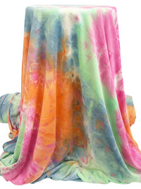 Royal Orange/Light Moss/Persian Pink/Multi 100% Polyester Tie-Dye French Terry Knit 63W