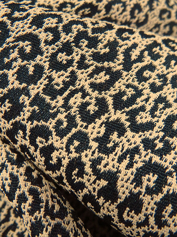 Black/Camel Rayon/Acetate Small Animal Print Jacquard - Imported from Italy - 54W