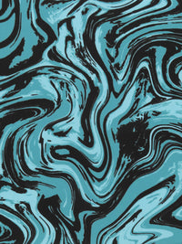 Steel Teal/Black/Pacific Blue Nylon/Lycra Marbled Look Print Activewear/Swimwear Knit - Spunkwear - 54W