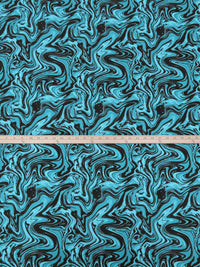 Steel Teal/Black/Pacific Blue Nylon/Lycra Marbled Look Print Activewear/Swimwear Knit - Spunkwear - 54W