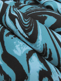 Steel Teal/Black/Pacific Blue Nylon/Lycra Marbled Look Print Activewear/Swimwear Knit - Spunkwear - 54W