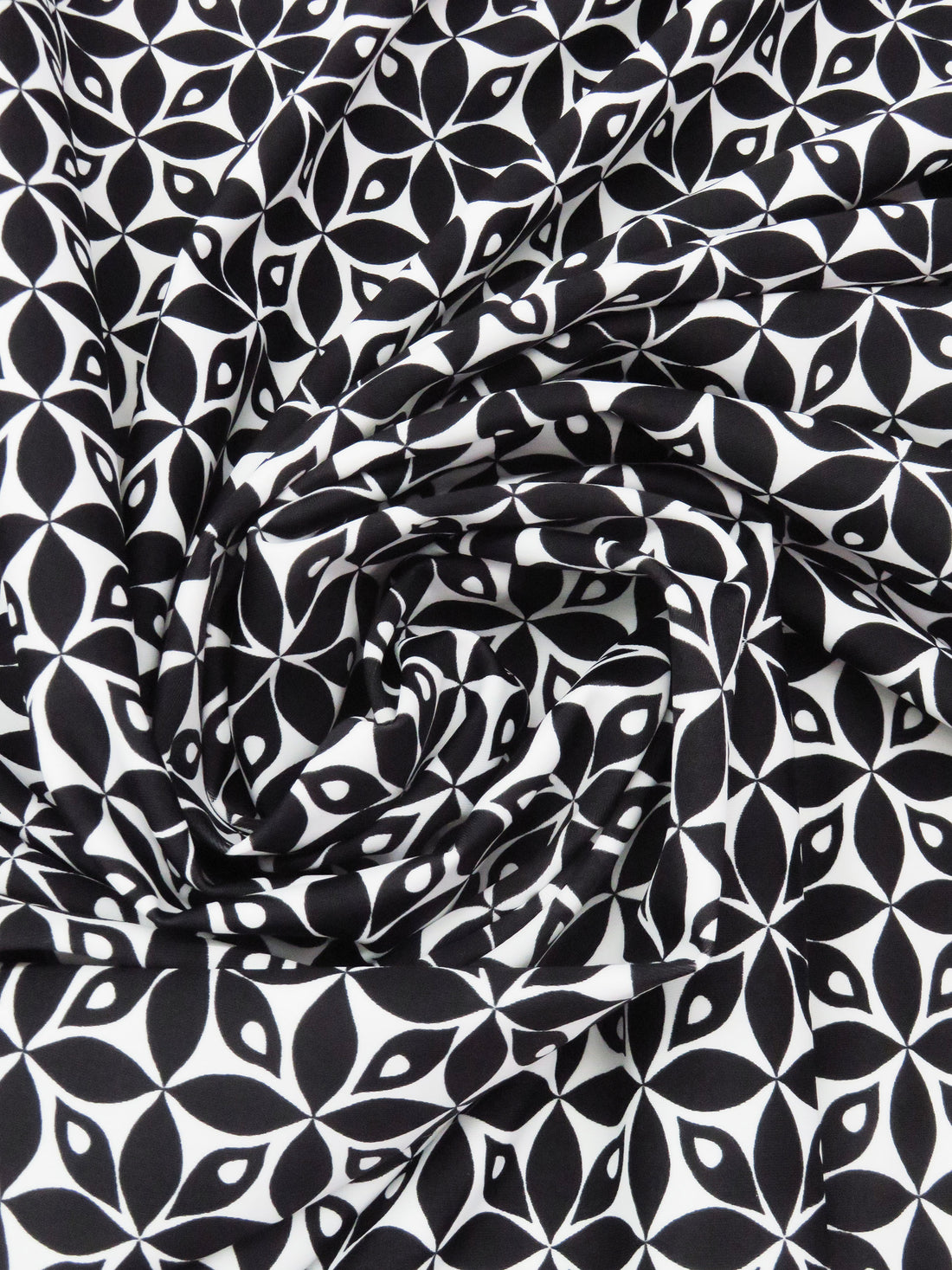 Black/White Nylon/Lycra Floral Block Print Activewear/Swimwear Knit - Spunkwear - 62W