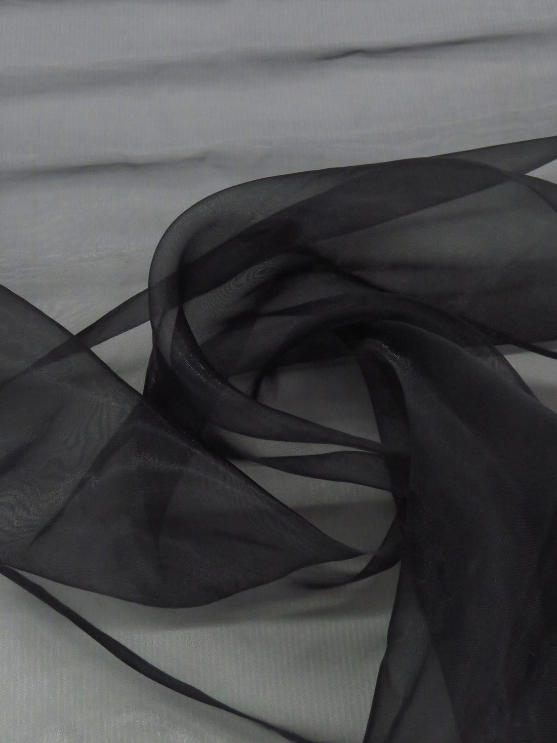 Black 100% Polyester Organza - Famous Dress Designer - 58W