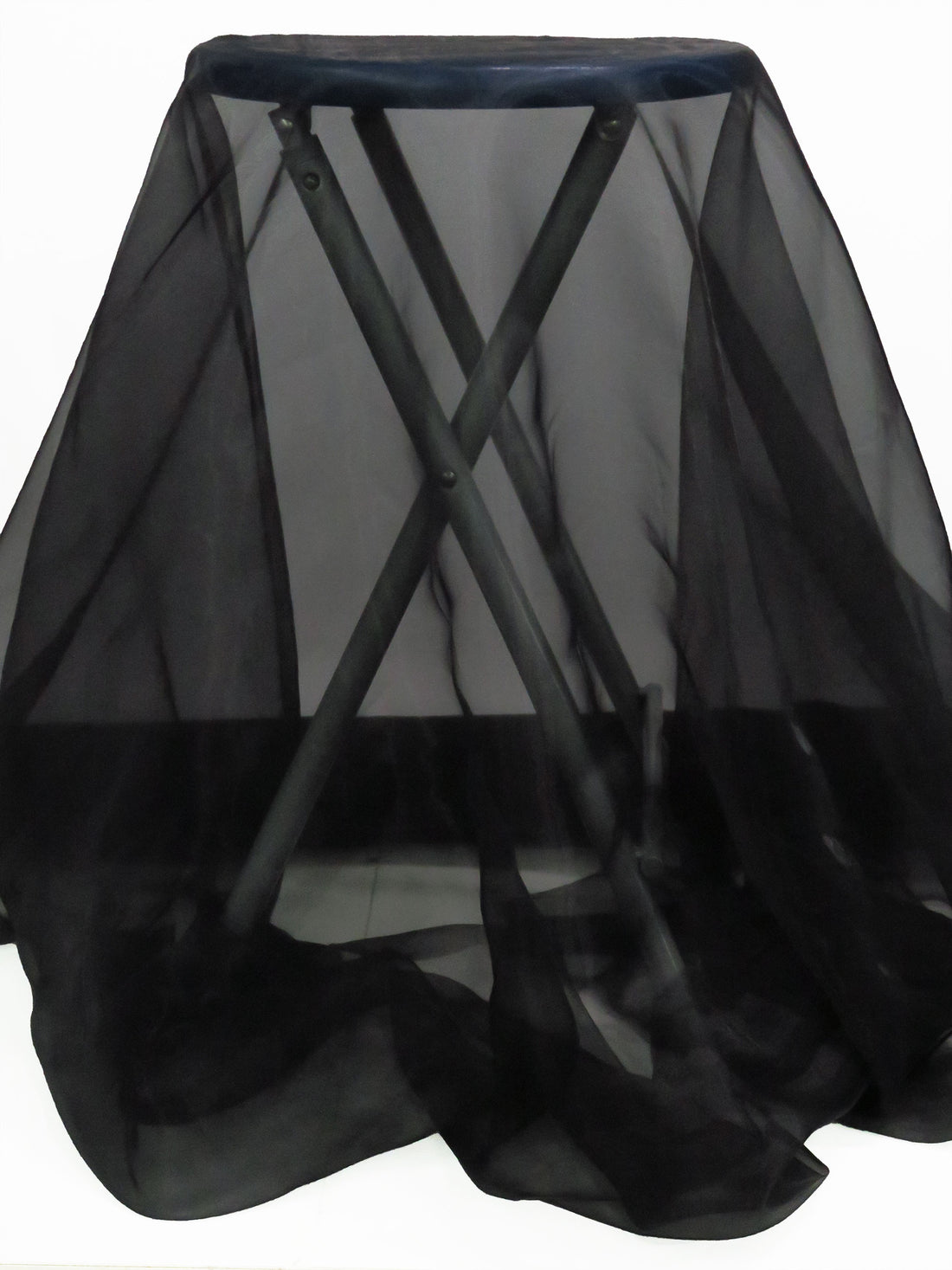 Black 100% Polyester Organza - Famous Dress Designer - 58W