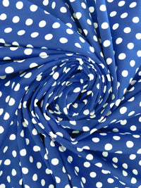 Bright Dusty Blue/White Polka Dot Print Polyester/Lycra Jersey Knit 60W
