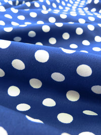 Bright Dusty Blue/White Polka Dot Print Polyester/Lycra Jersey Knit 60W