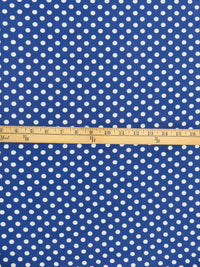 Bright Dusty Blue/White Polka Dot Print Polyester/Lycra Jersey Knit 60W