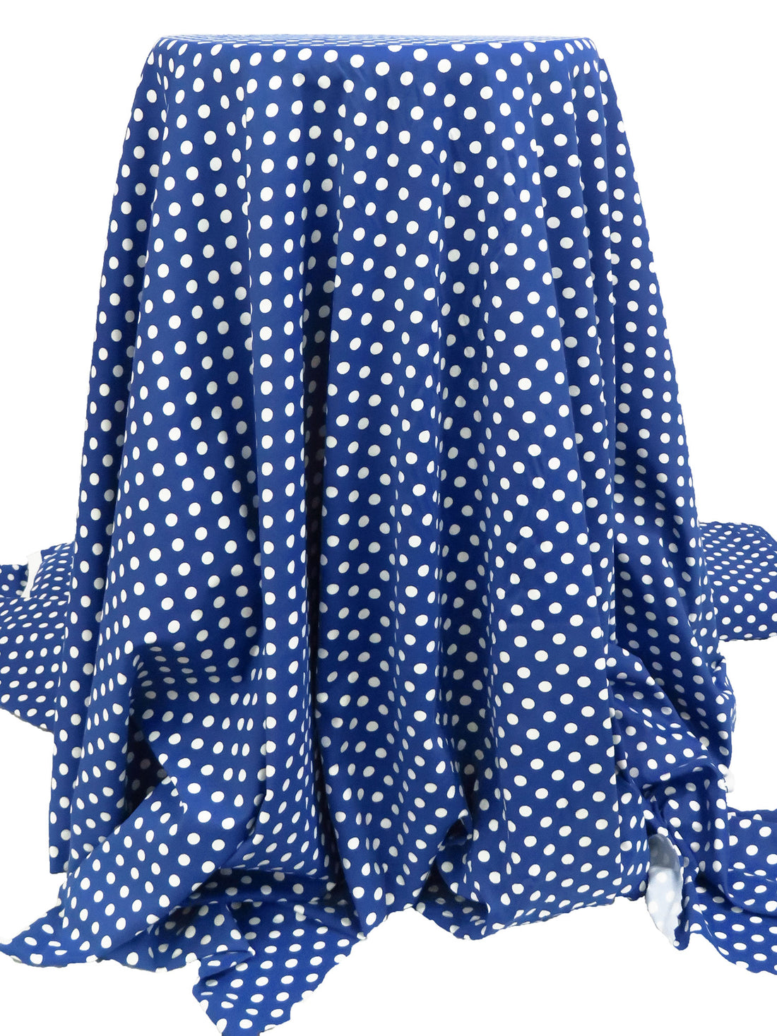 Bright Dusty Blue/White Polka Dot Print Polyester/Lycra Jersey Knit 60W