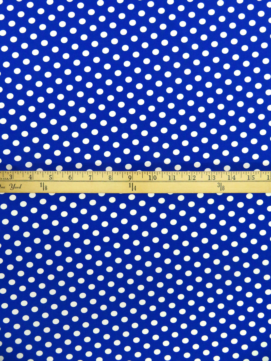 Vivid Cobalt Blue/White Polka Dot Print Polyester/Lycra Jersey Knit 61W