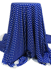 Vivid Cobalt Blue/White Polka Dot Print Polyester/Lycra Jersey Knit 61W