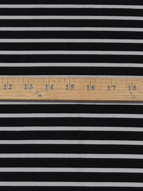 Black 100% Polyester Horizontal Burnout Stripe Ottoman Knit 58W