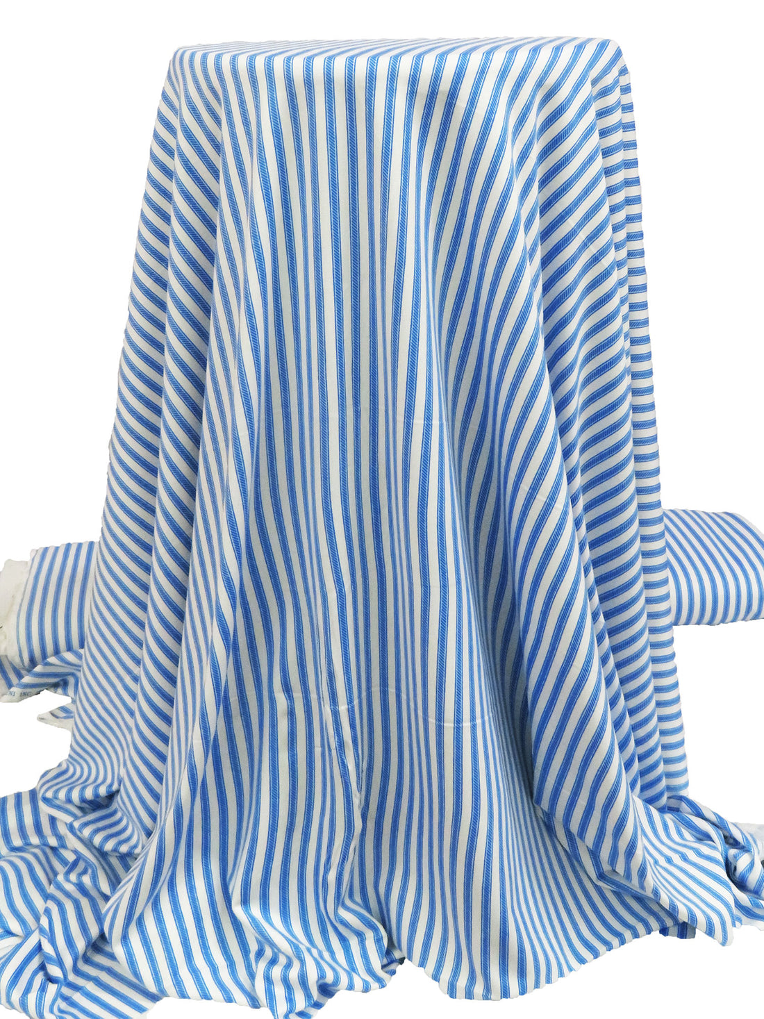 Ocean Blue/Pure White Polyester/Lycra Horizontal Stripe Weave Jersey Knit 62W
