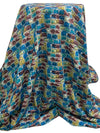 Blue/Multi Cotton/Lycra Watercolor Palette Print Lawn 56W