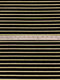 Gold/Black Polyester/Cotton/Metallic/Nylon Horizontal Stripe Burnout-Look Organza - Imported From France - 58W